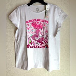 Wonder Nation White Tee with Pink Mermaid Design and sequins size XL-NWT